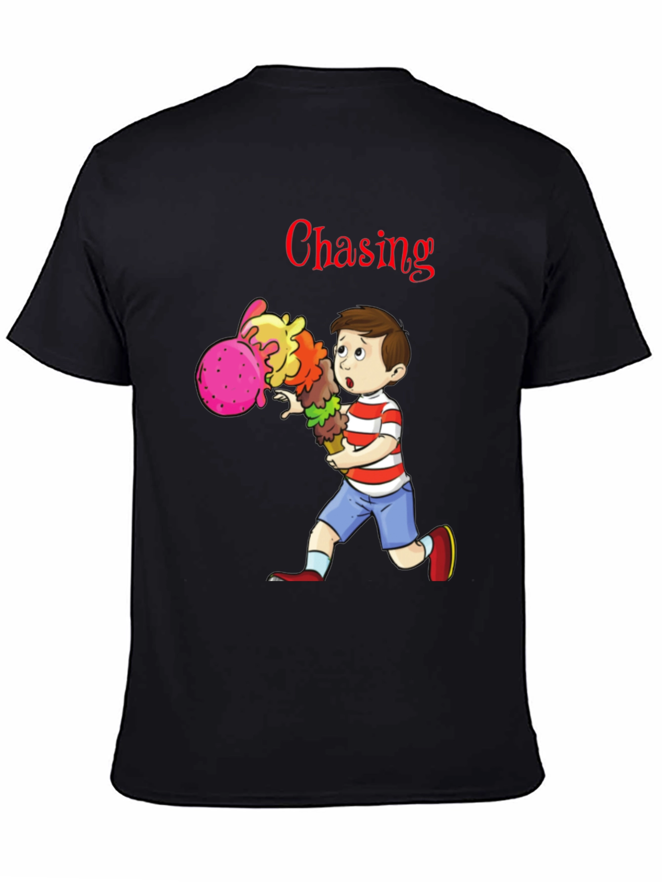 Boy Chasing Ice Cream T-Shirt - Fun Graphic Tee