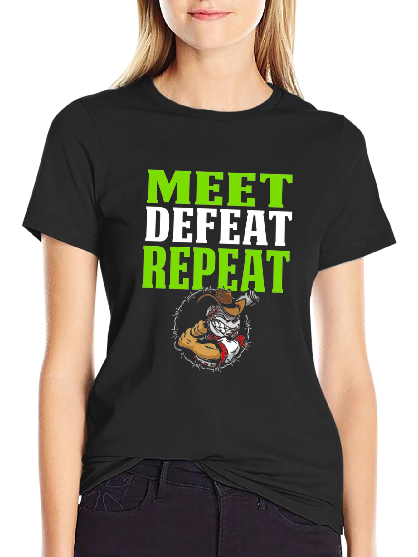 Meet Defeat Repeat Graphic T-Shirt