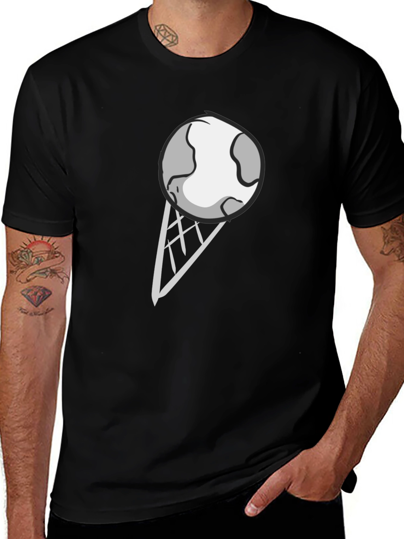 Earth Ice Cream Graphic Tee - Novelty Black T-Shirt