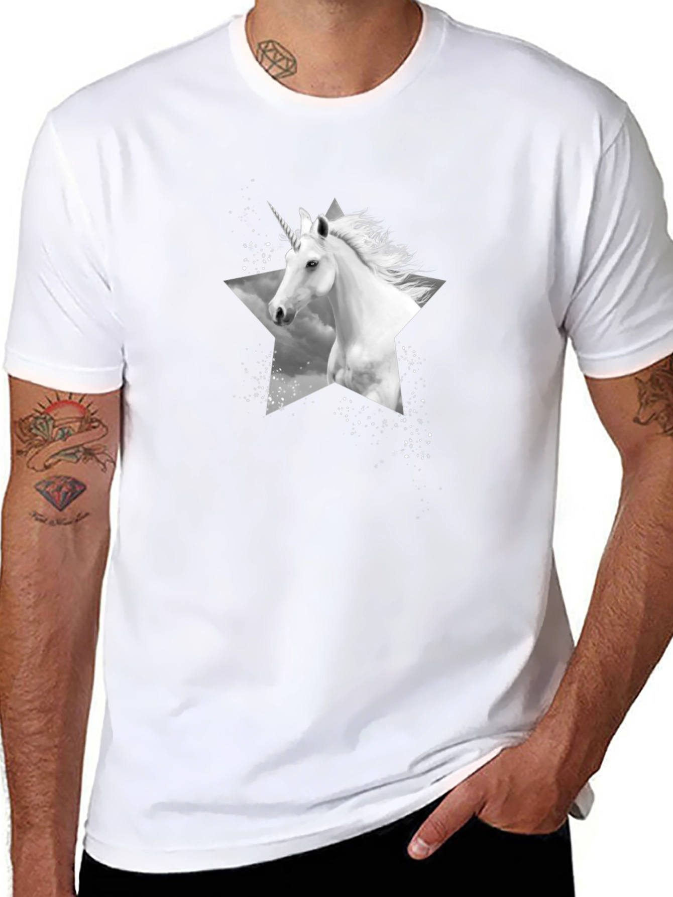 Unicorn Star Graphic Tee - Black