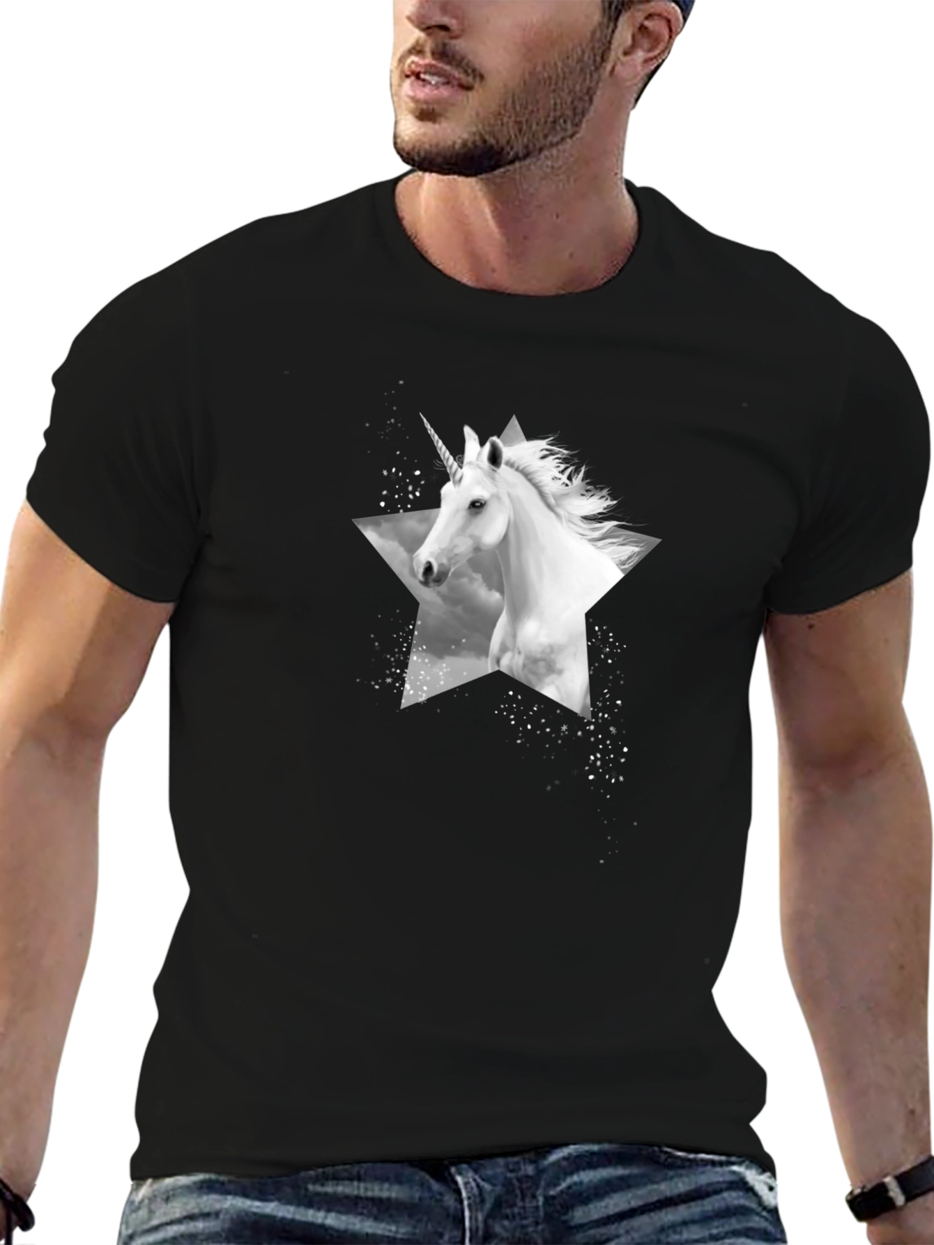 Unicorn Star Graphic Tee - Black