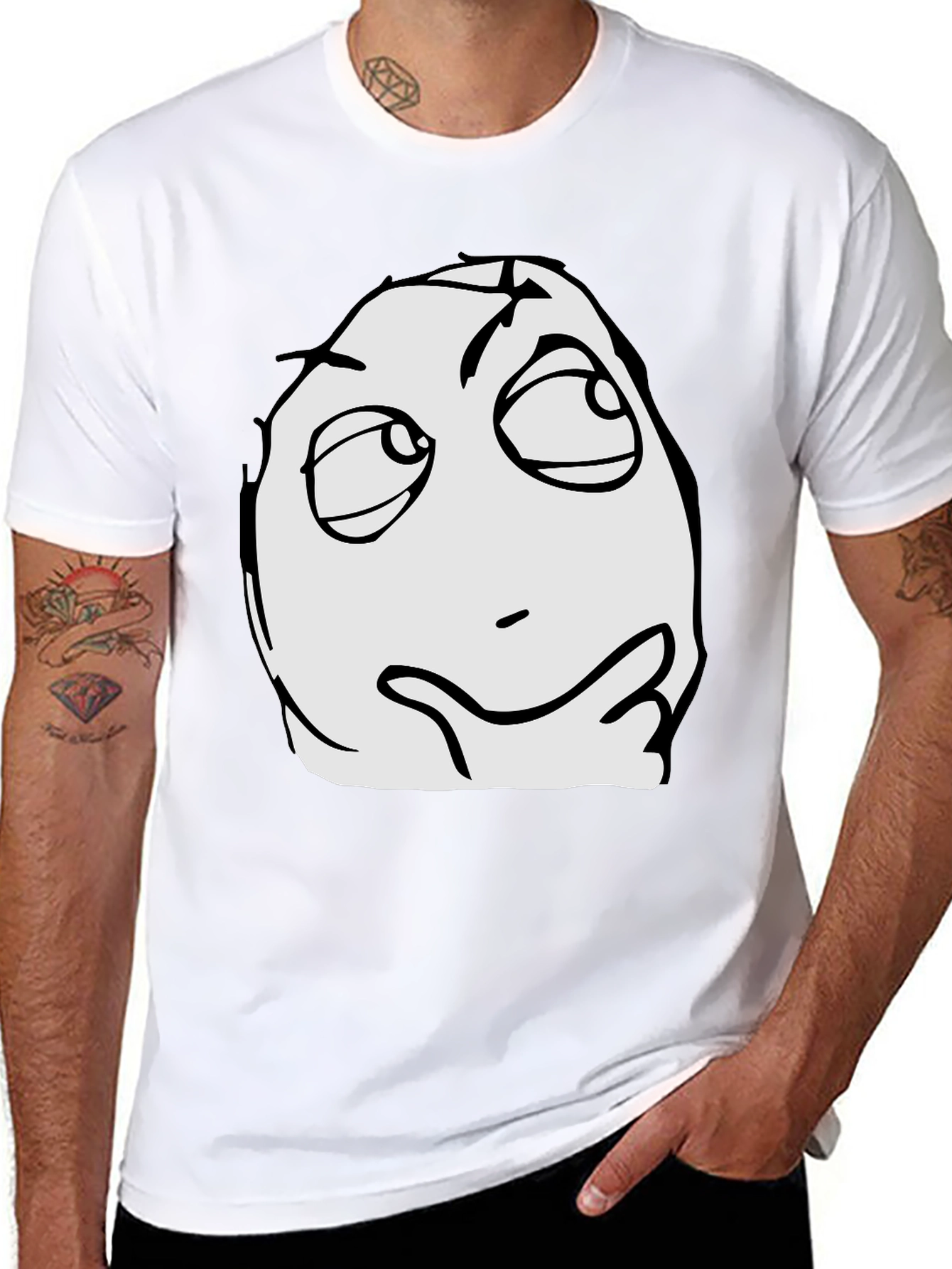 Thinking Meme Graphic T-Shirt - Black