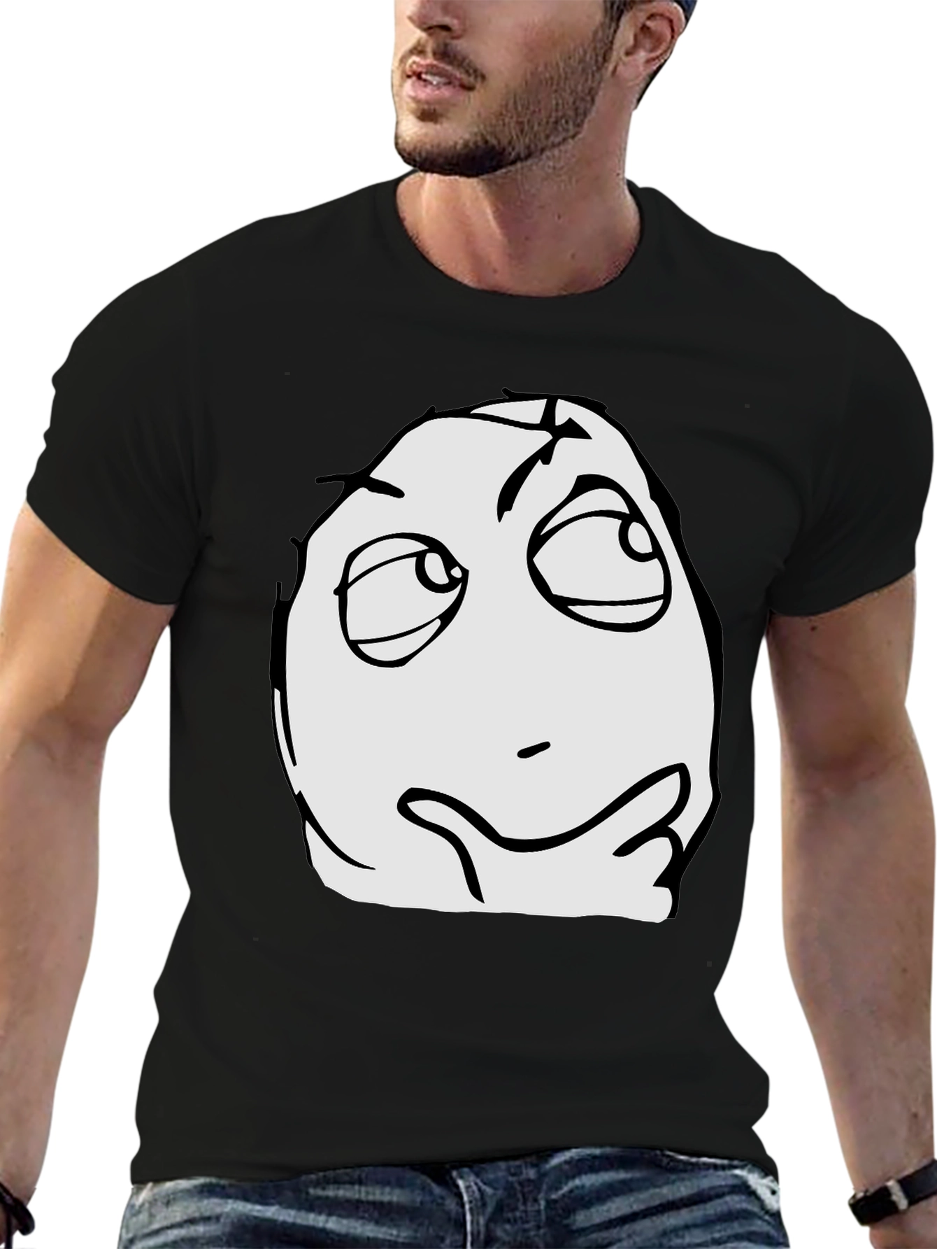 Thinking Meme Graphic T-Shirt - Black
