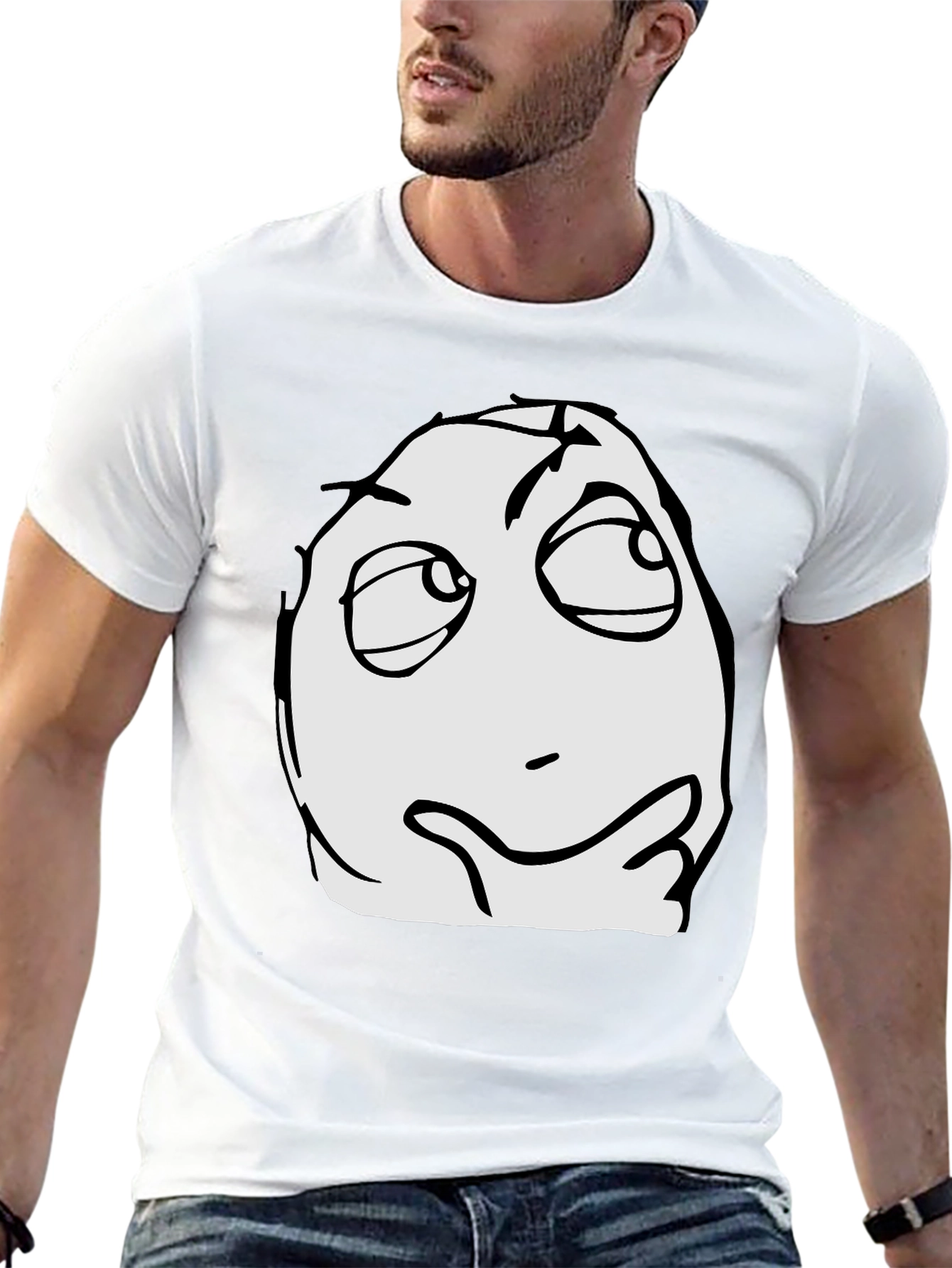 Thinking Meme Graphic T-Shirt - Black