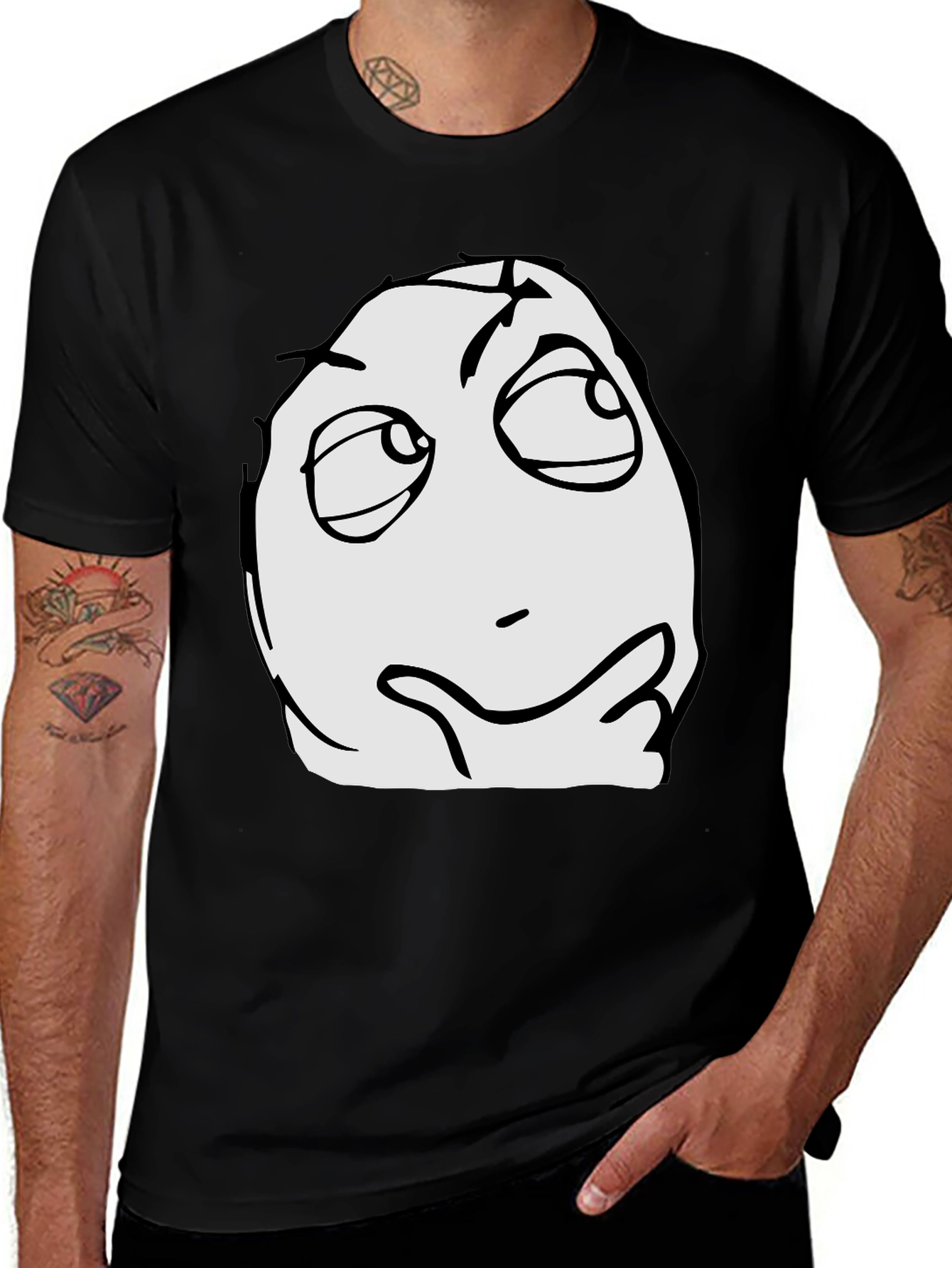 Thinking Meme Graphic T-Shirt - Black