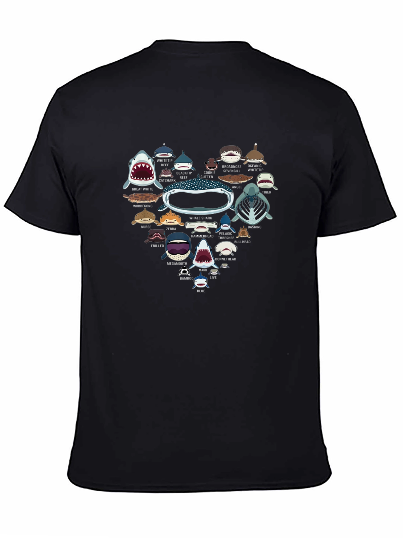 Shark Species Heart Graphic Print T-Shirt