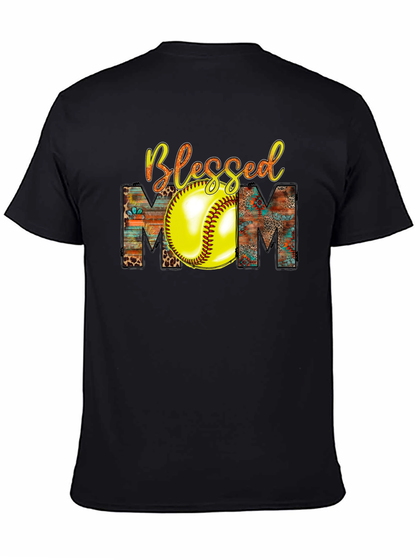 Blessed Mom Softball Graphic Tee