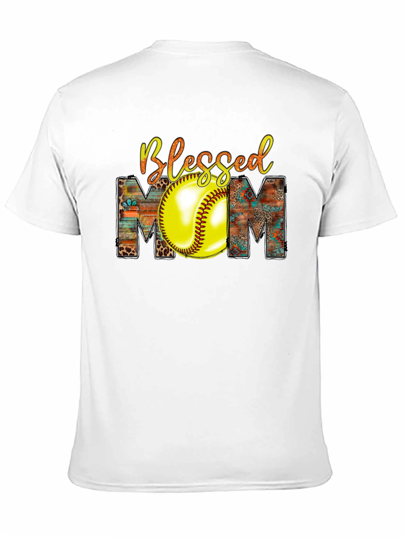 Blessed Mom Softball Graphic Tee