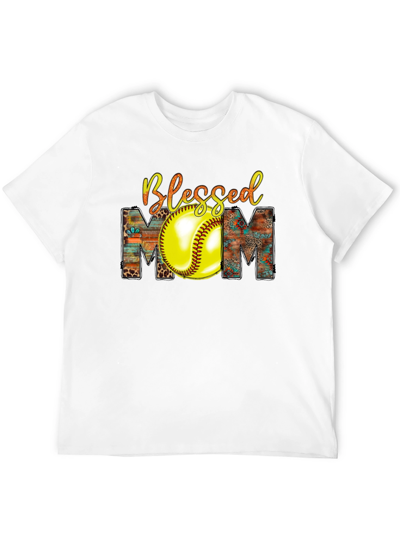 Blessed Mom Softball Graphic Tee
