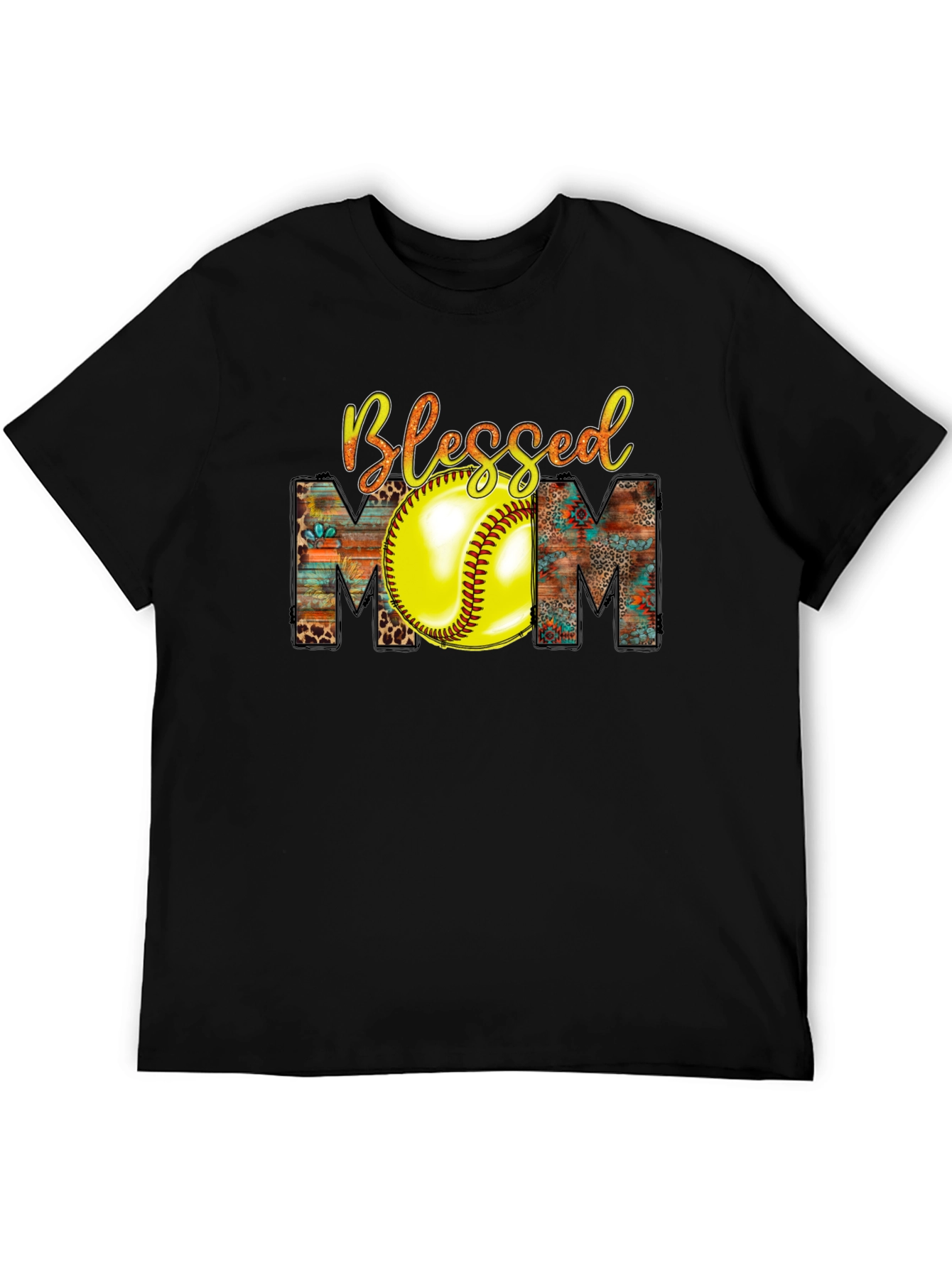 Blessed Mom Softball Graphic Tee