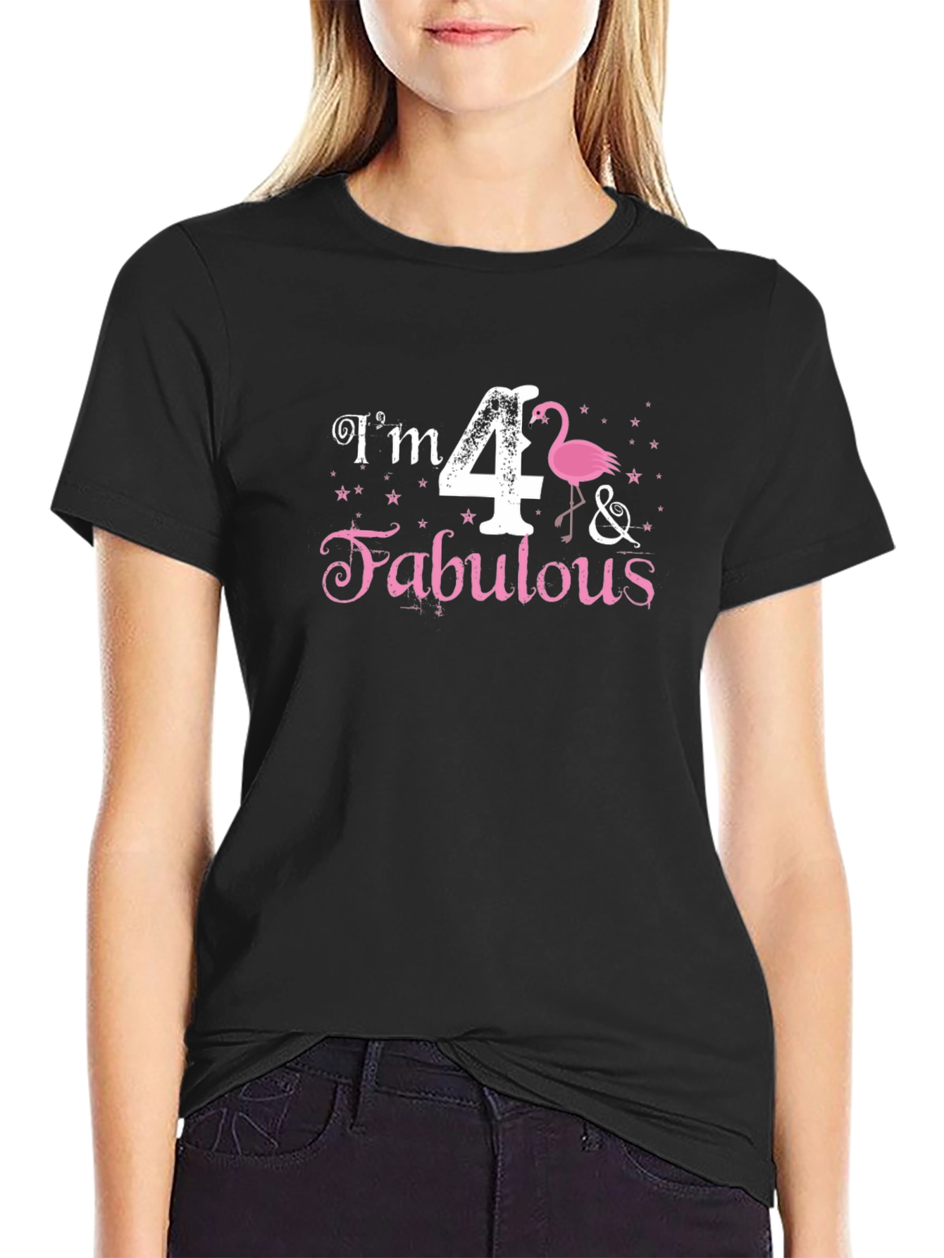 Im 4 & Fabulous Flamingo Black T-Shirt