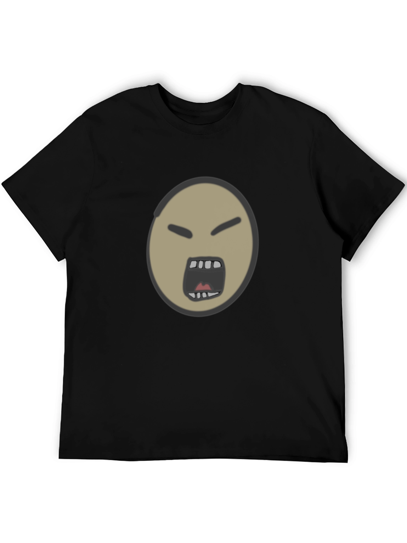 Angry Face Emoji Graphic Black T-Shirt