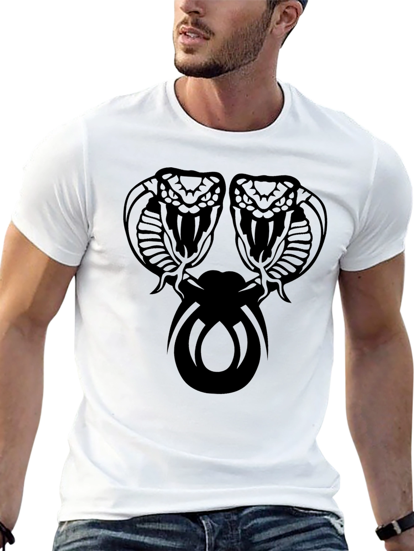 Mens Black Cobra Graphic T-Shirt