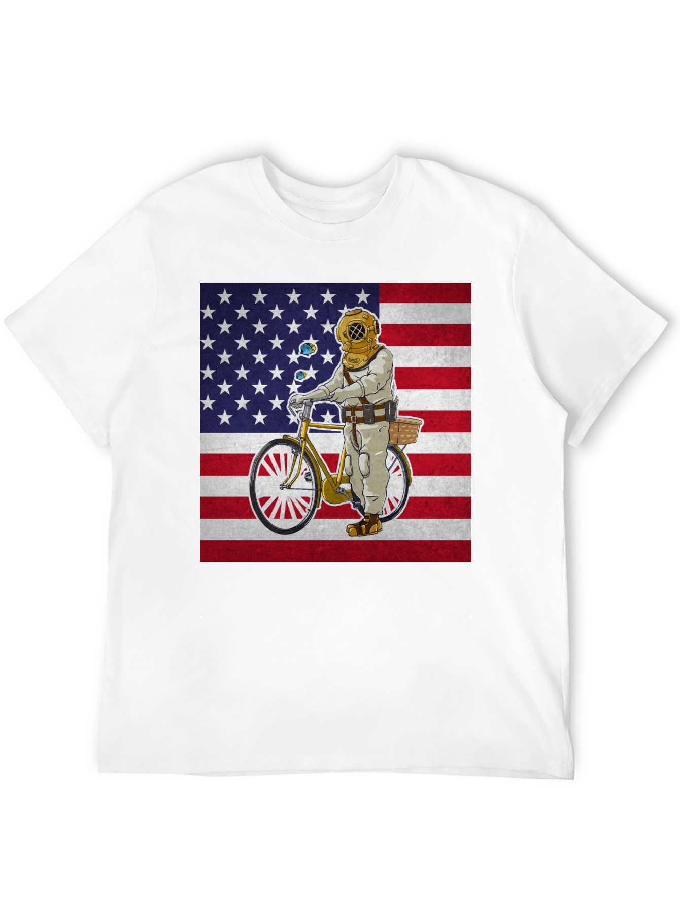 Diver on Bike USA Flag Graphic Tee