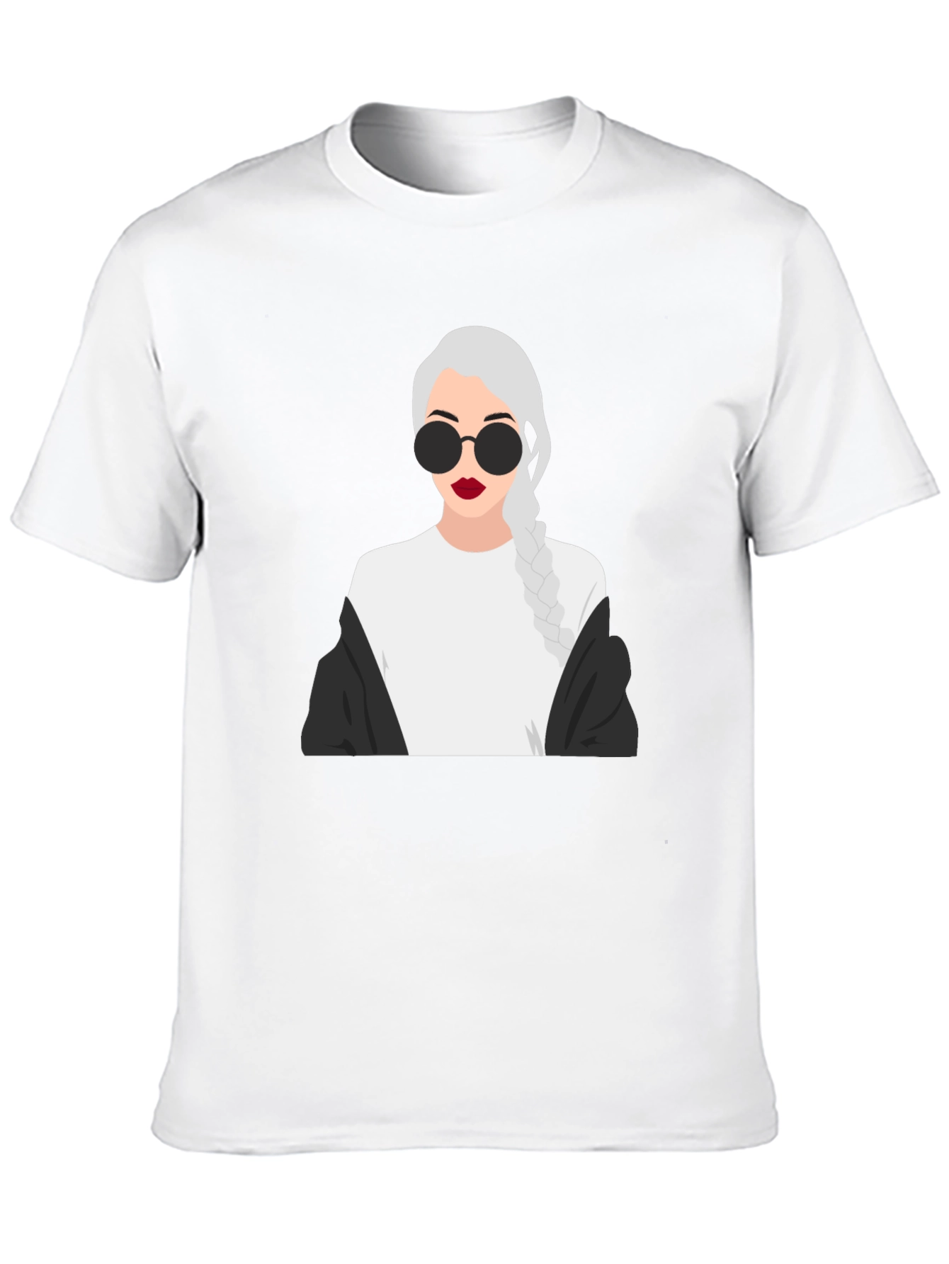 Stylish Graphic Tee - Woman with Braids & Sunglasses