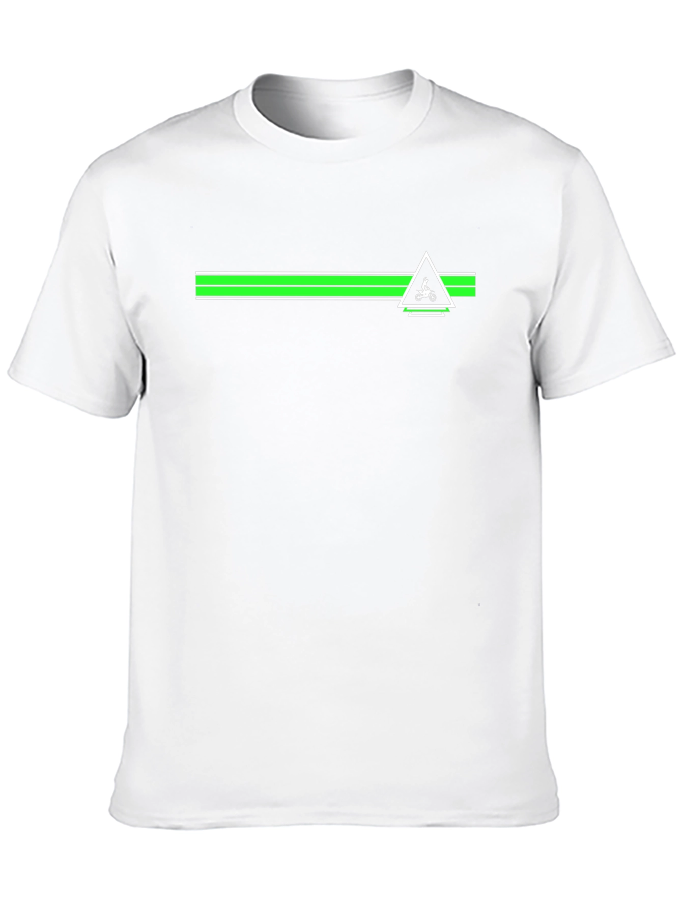 Black T-Shirt with Green Stripe and Bike Design