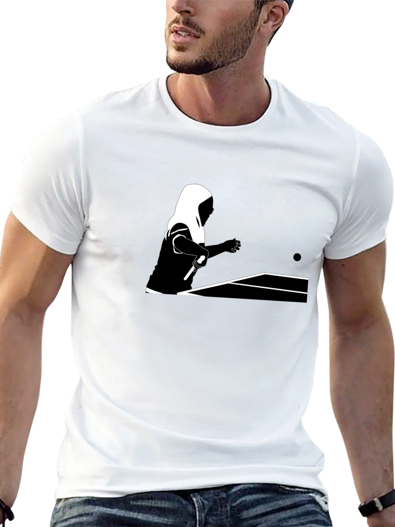 Table Tennis Graphic Tee - Black Cotton Shirt