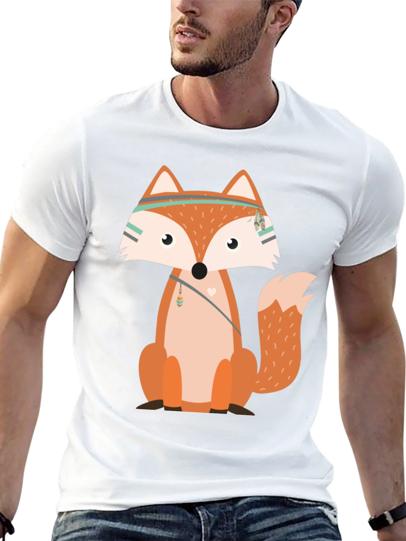 Fox Graphic Print T-Shirt Black Casual Tee