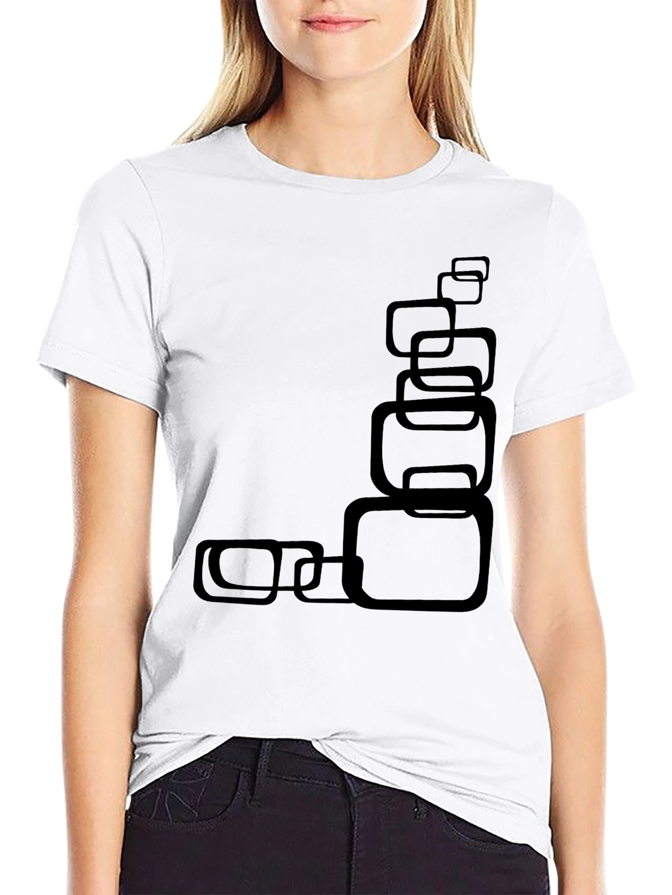 Modern Black T-Shirt with Abstract Square Design