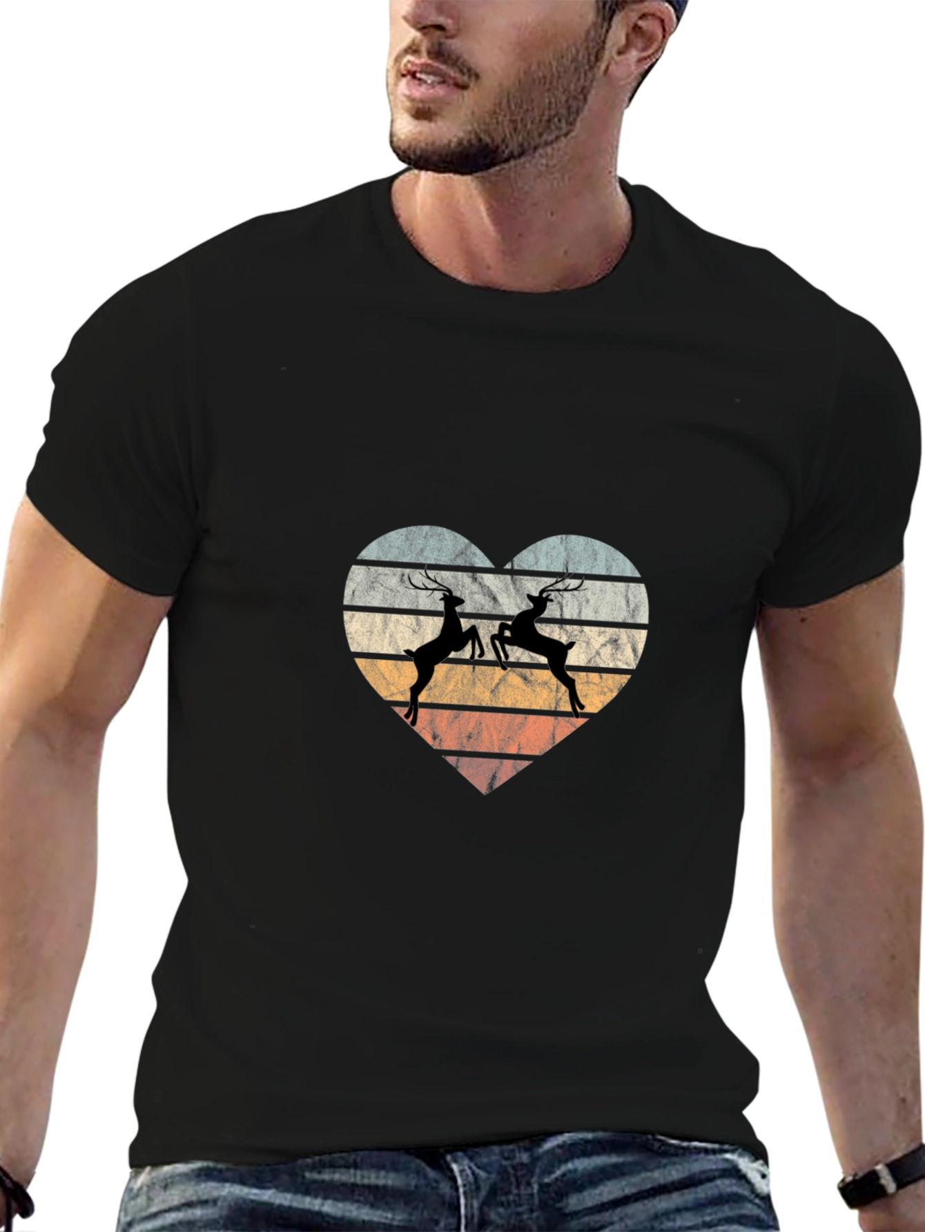 Deer Heart Graphic Tee - Retro Style