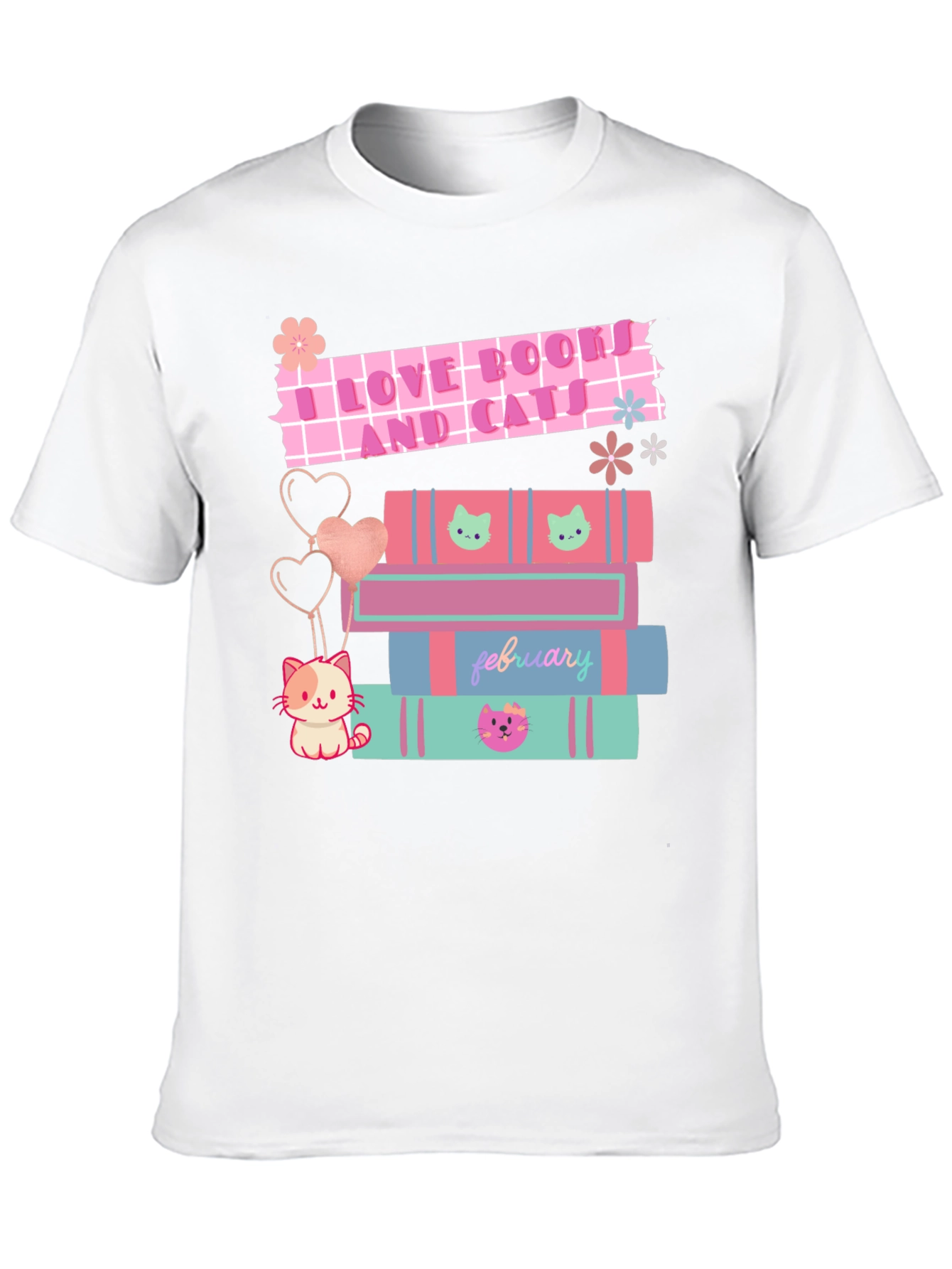 I Love Books and Cats Graphic T-Shirt