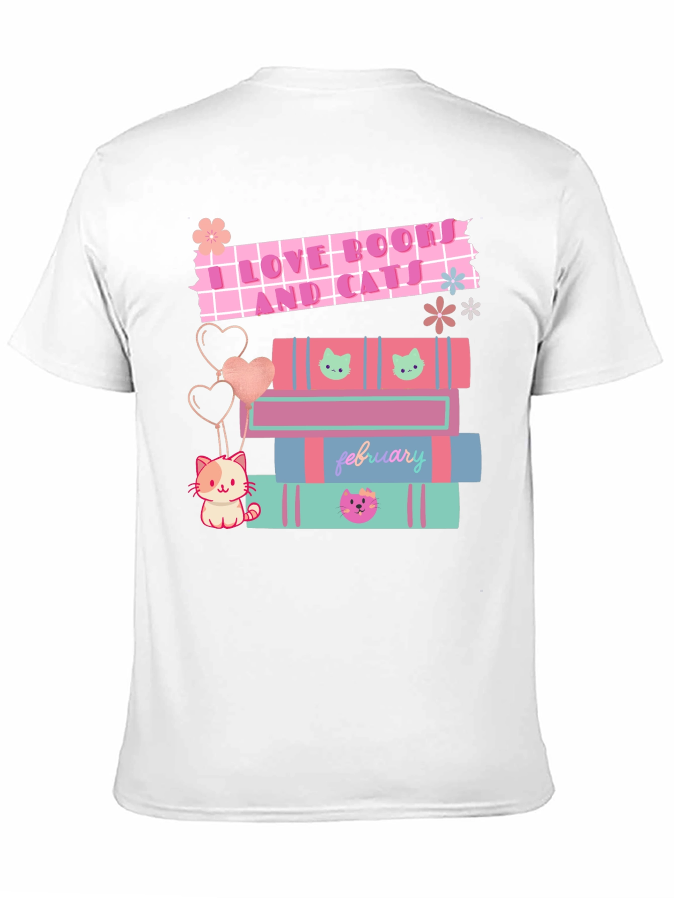 I Love Books and Cats Graphic T-Shirt