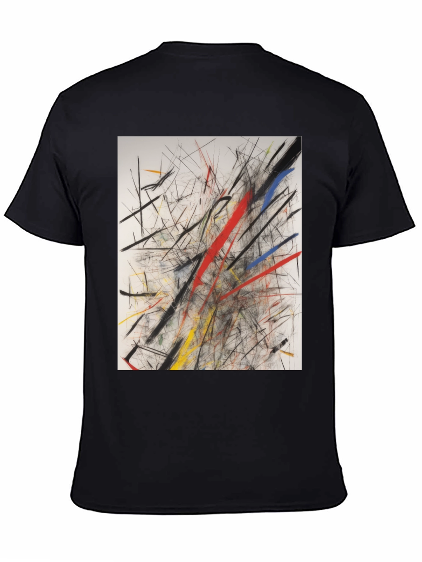 Abstract Line Art Graphic Print Black T-Shirt