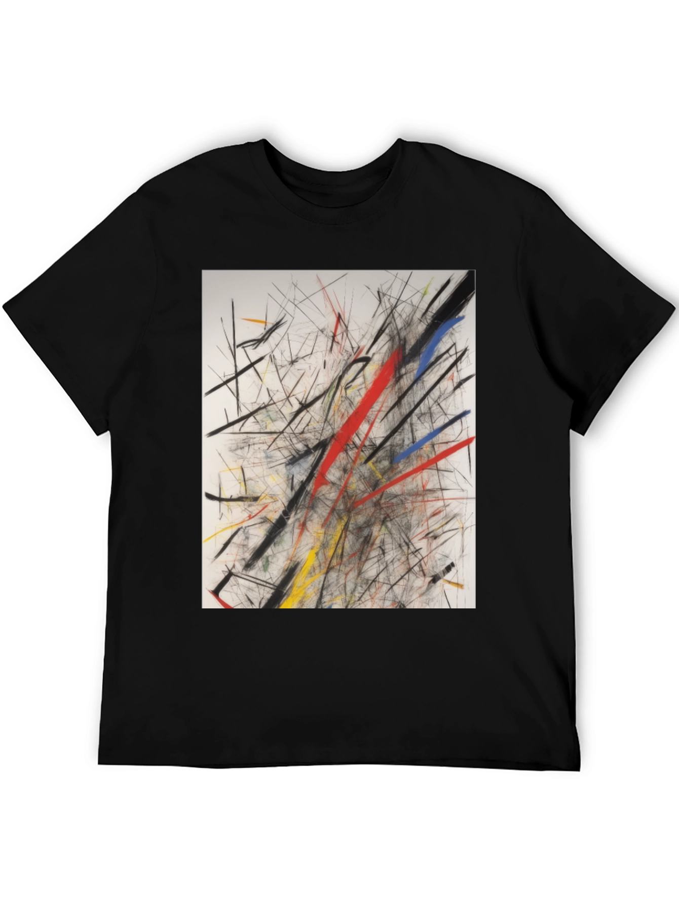 Abstract Line Art Graphic Print Black T-Shirt