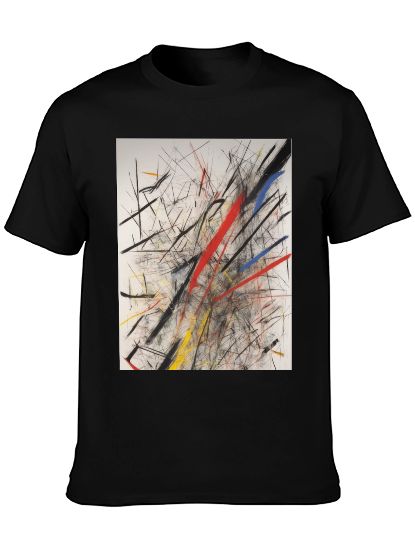 Abstract Line Art Graphic Print Black T-Shirt