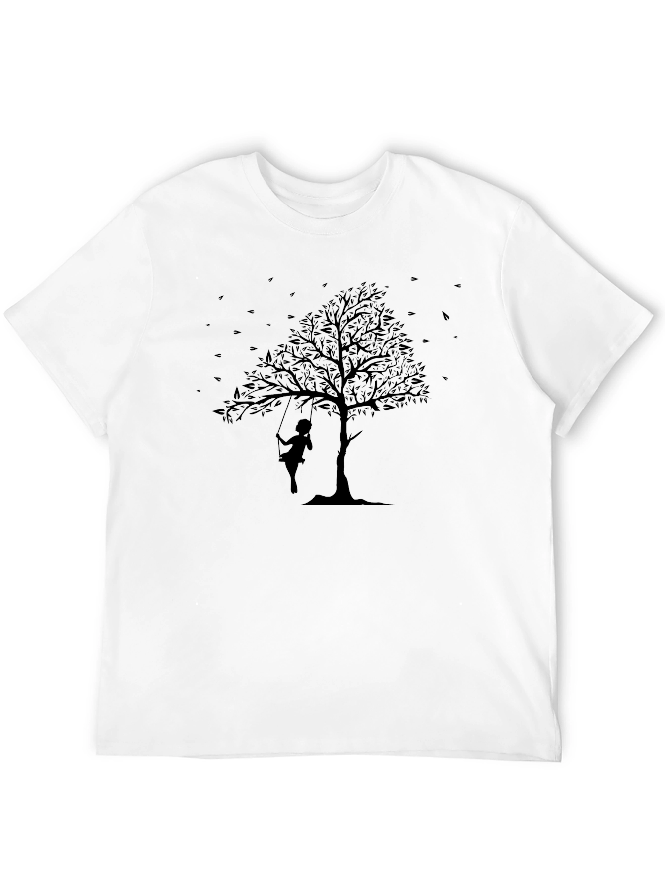 Silhouette Tree Swing Graphic Black T-Shirt