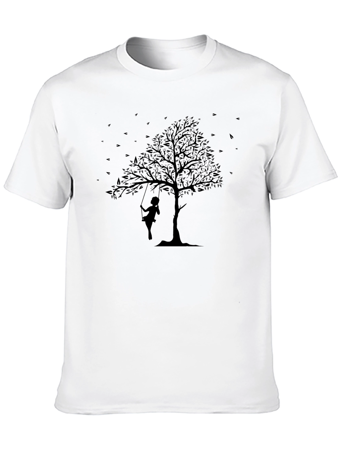 Silhouette Tree Swing Graphic Black T-Shirt