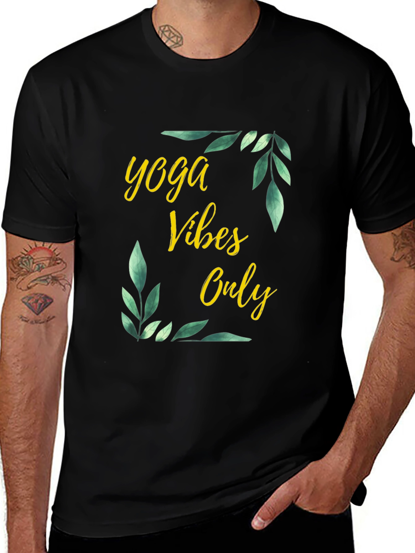 Yoga Vibes Only Graphic Tee - Black Cotton T-Shirt