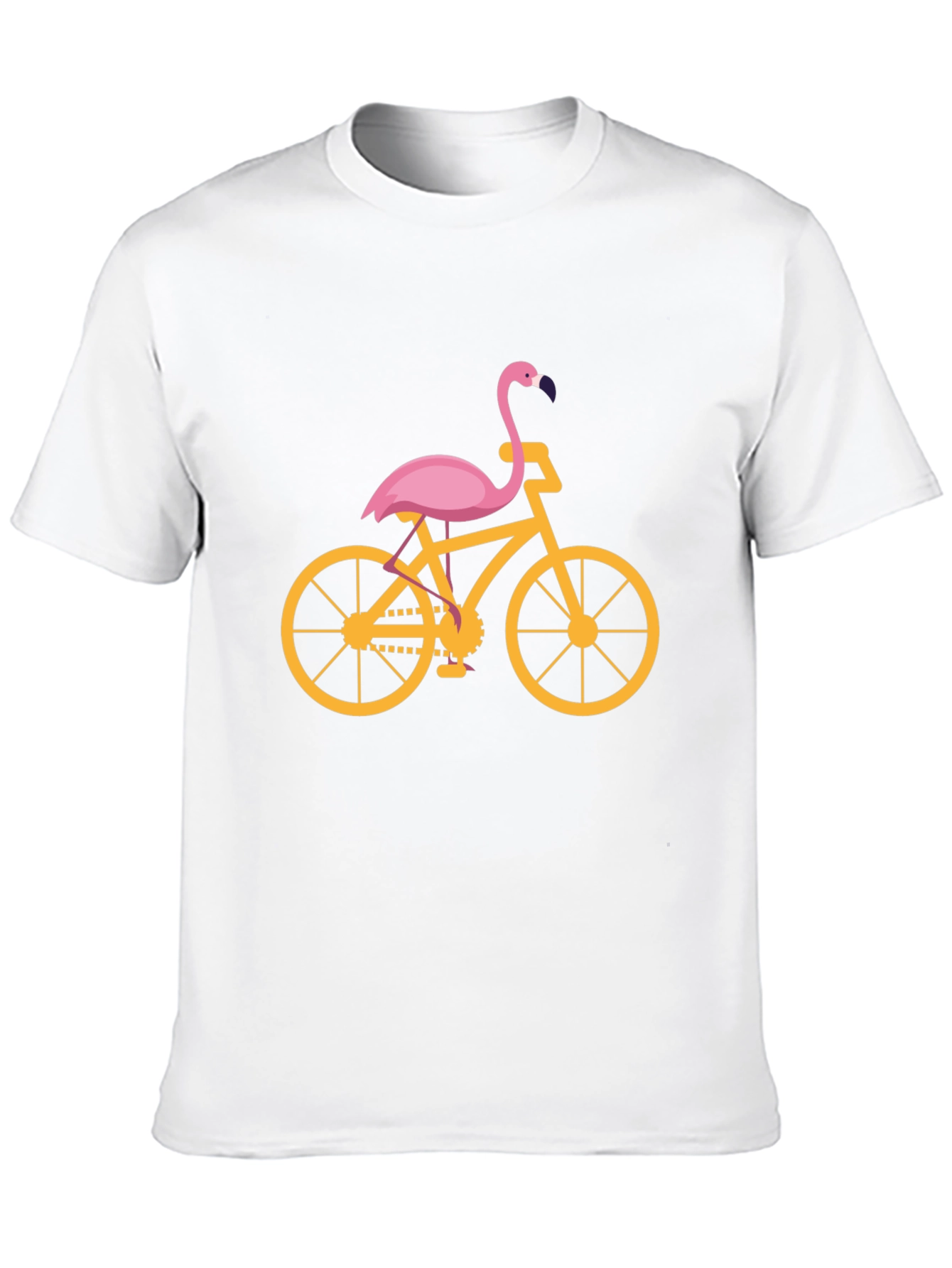 Flamingo Bicycle Graphic Tee - Black Cotton T-Shirt