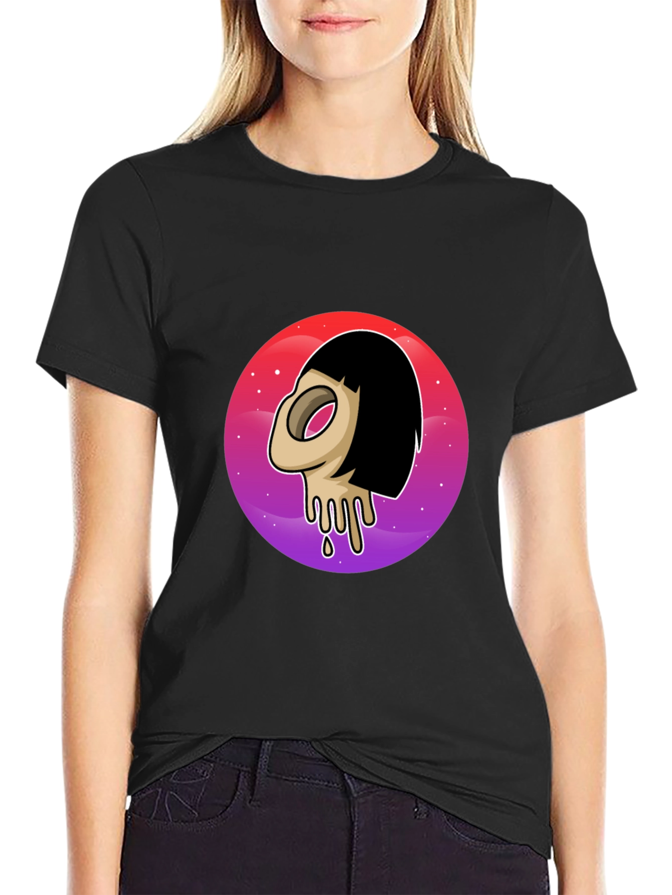 Melting Face Graphic Tee - Black