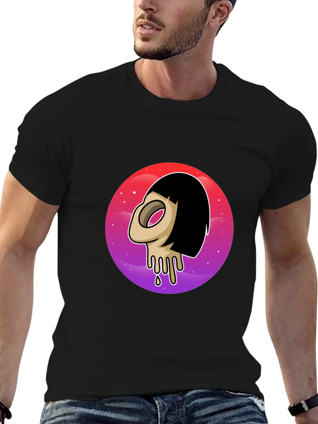 Melting Face Graphic Tee - Black