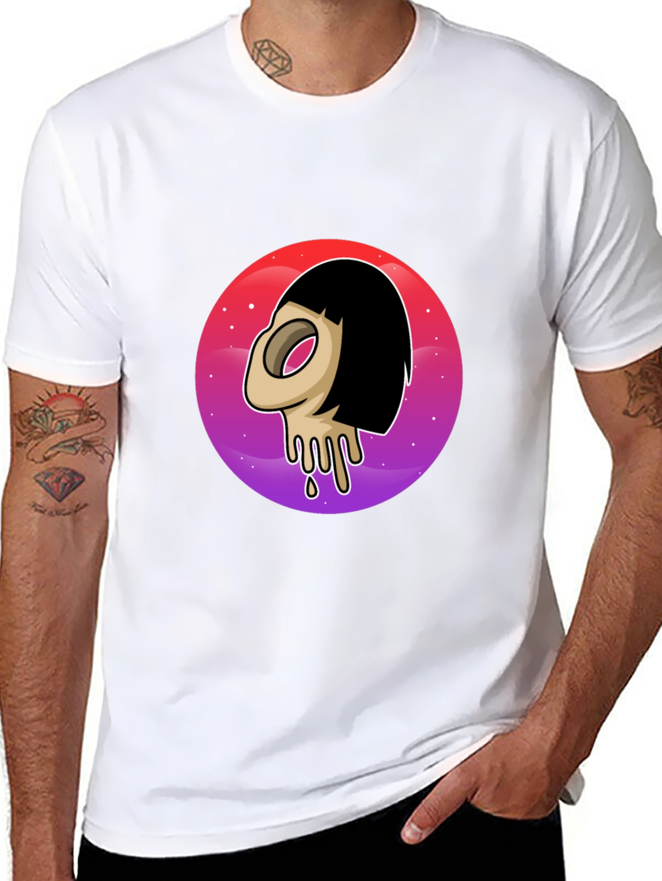 Melting Face Graphic Tee - Black