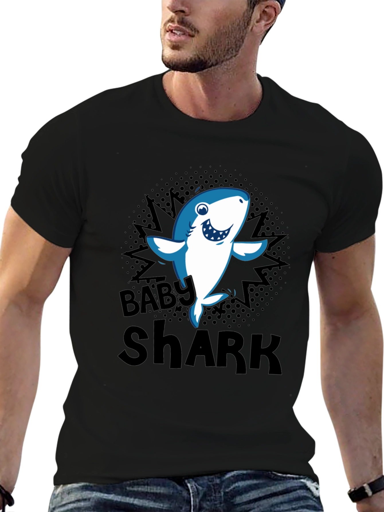 Baby Shark Graphic T-Shirt - Black Cotton Blend
