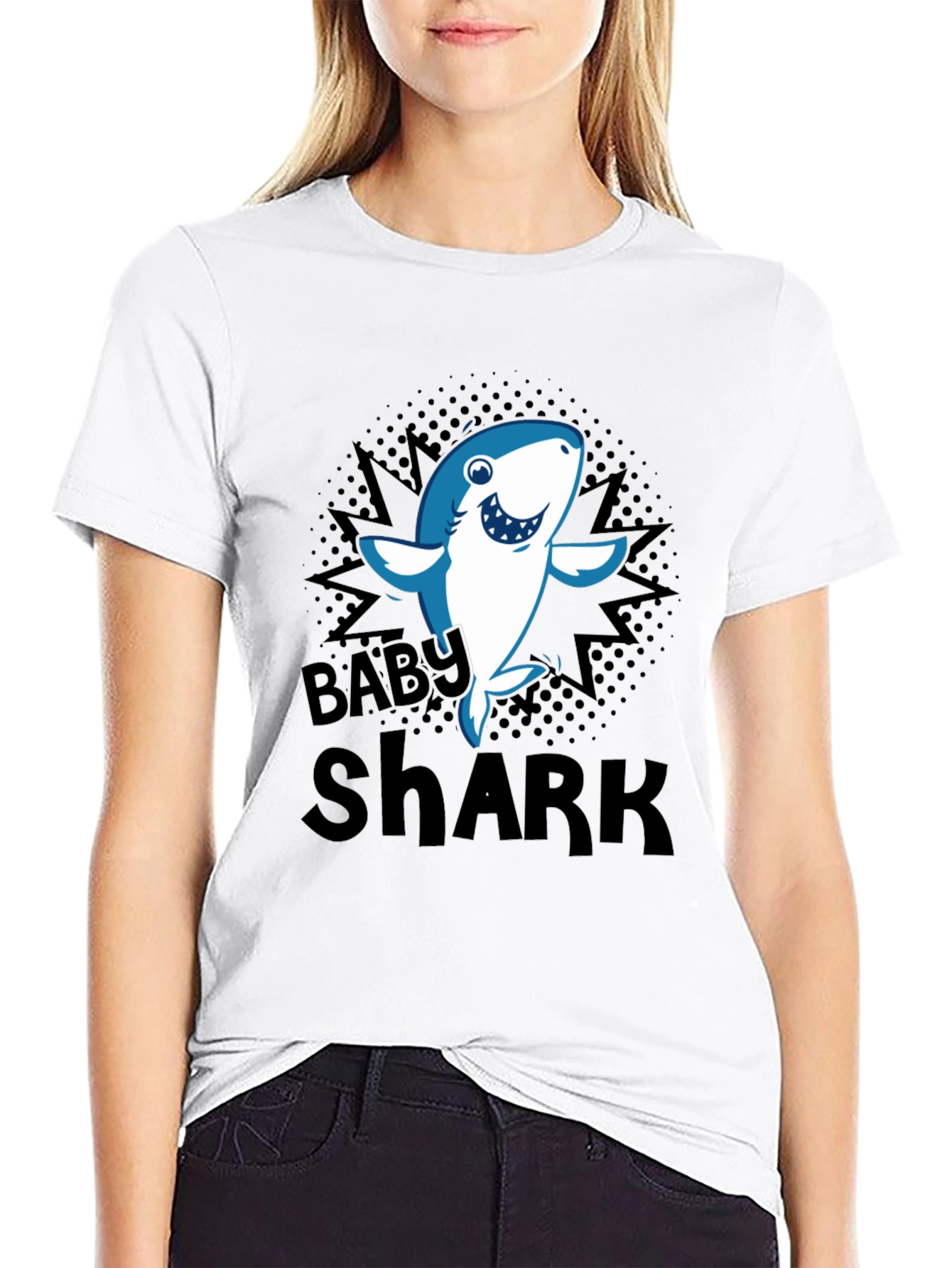 Baby Shark Graphic T-Shirt - Black Cotton Blend