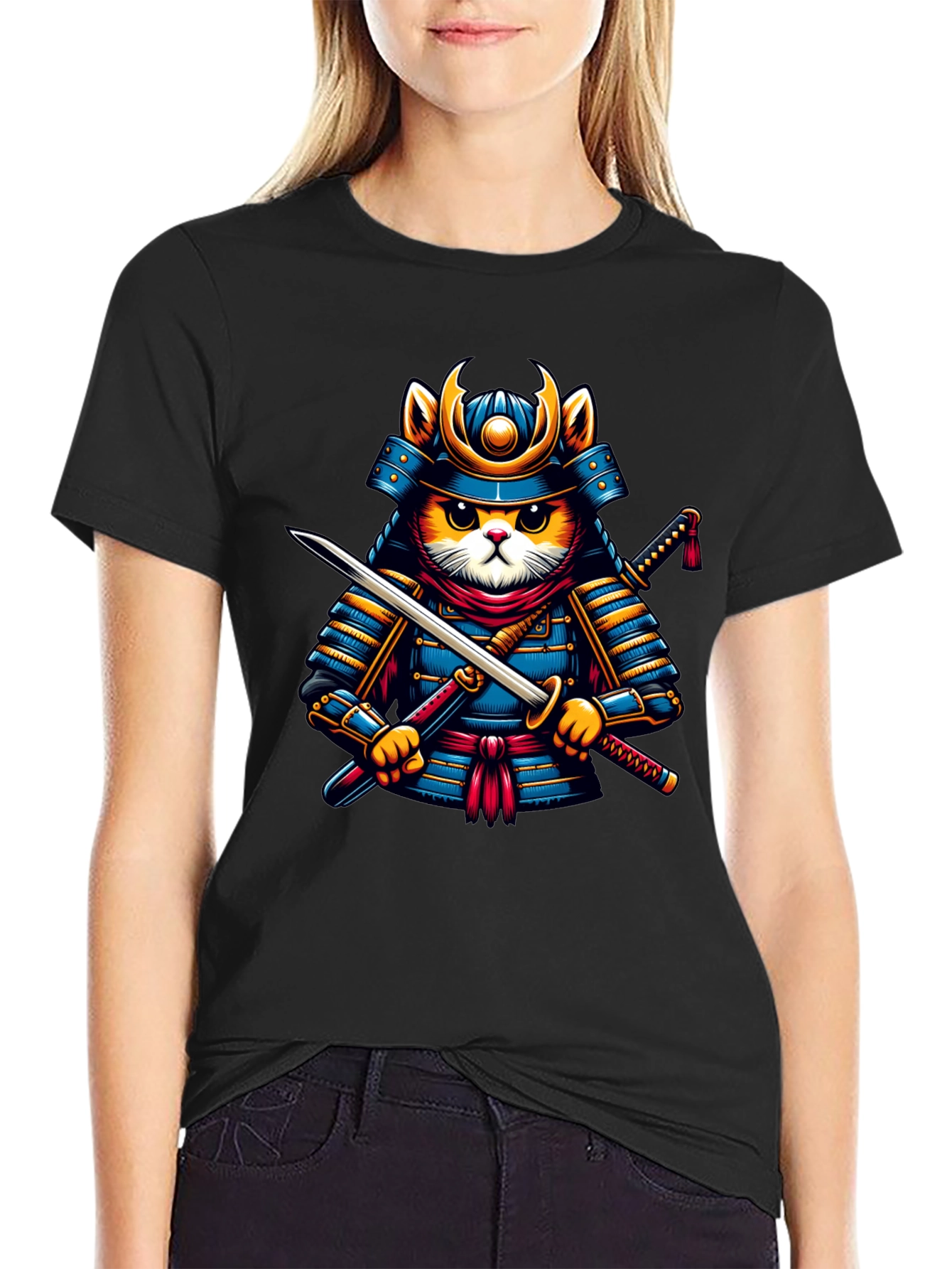 Samurai Cat T-Shirt - Unique Graphic Tee