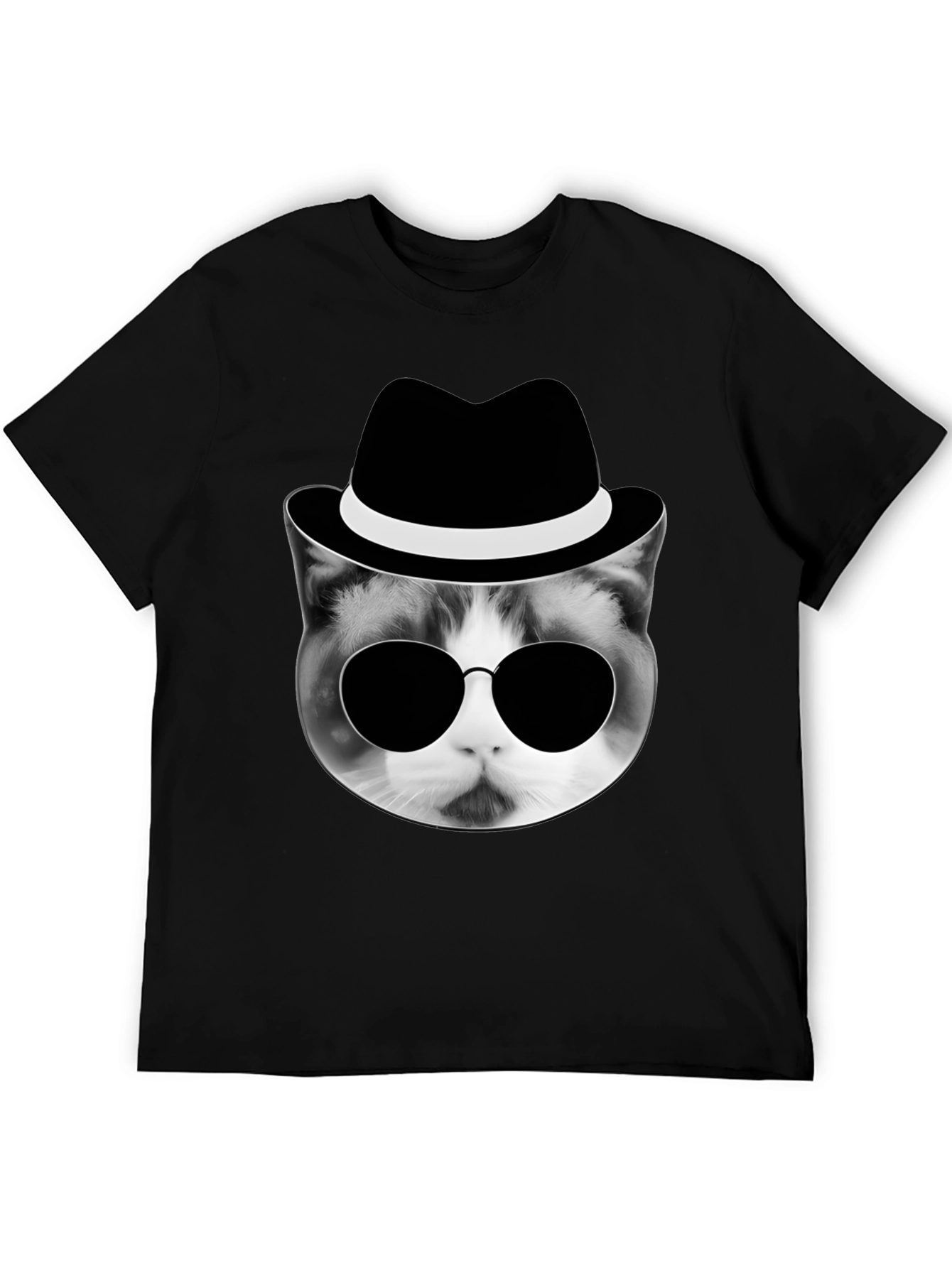 Cool Cat in Hat Graphic T-Shirt