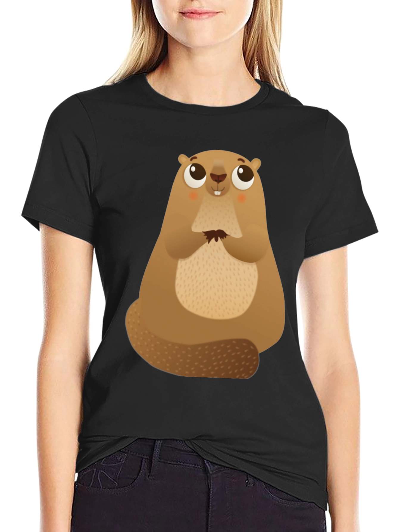 Cute Beaver Graphic Tee - Soft Cotton Comfort