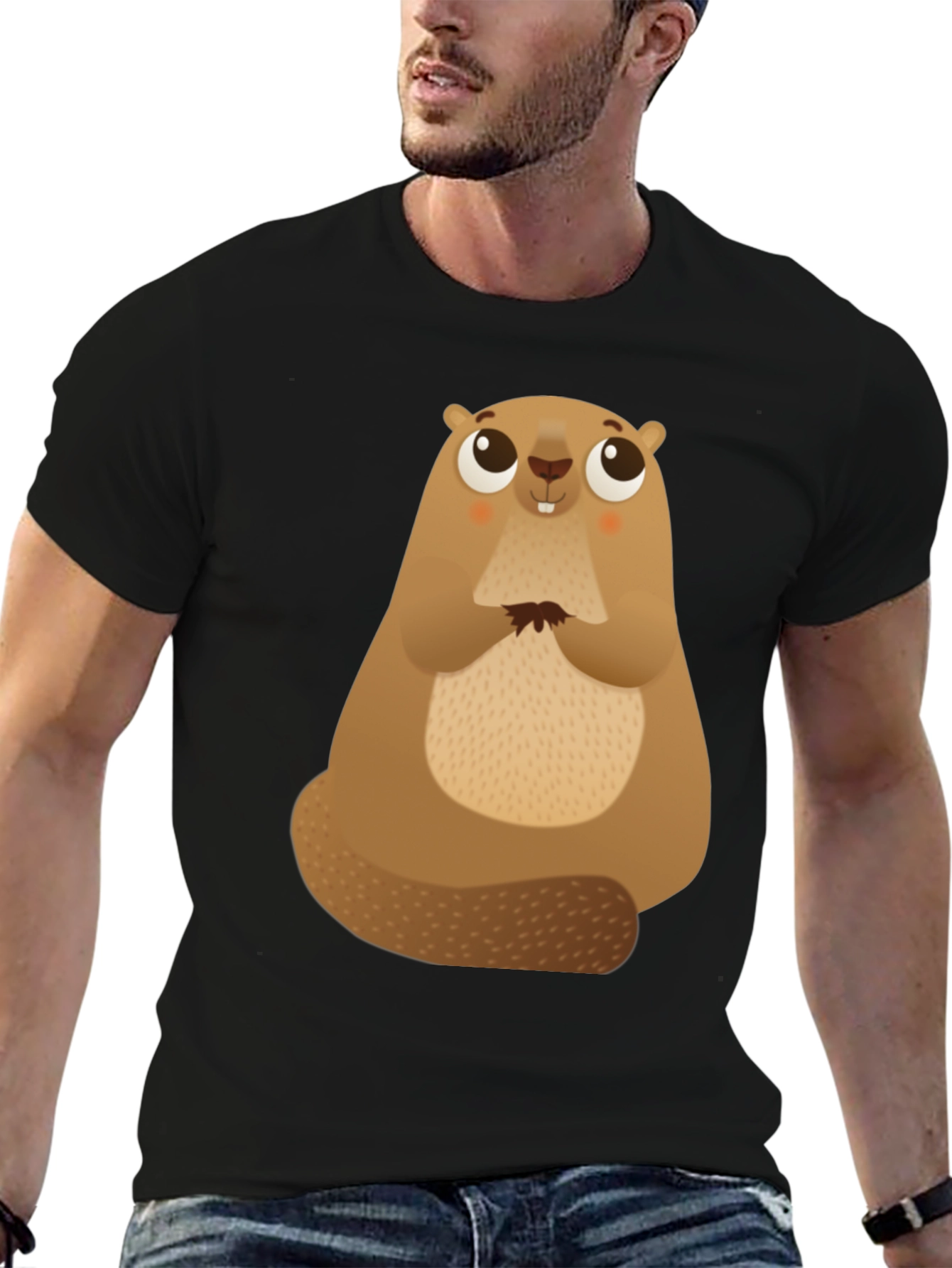Cute Beaver Graphic Tee - Soft Cotton Comfort