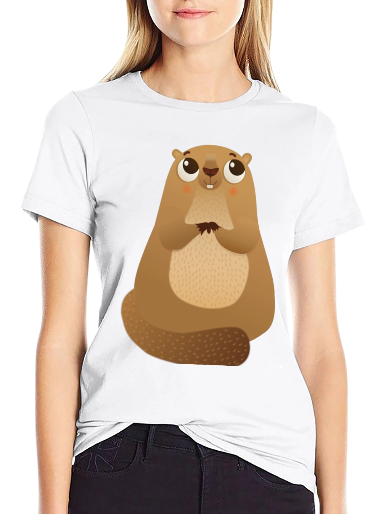 Cute Beaver Graphic Tee - Soft Cotton Comfort