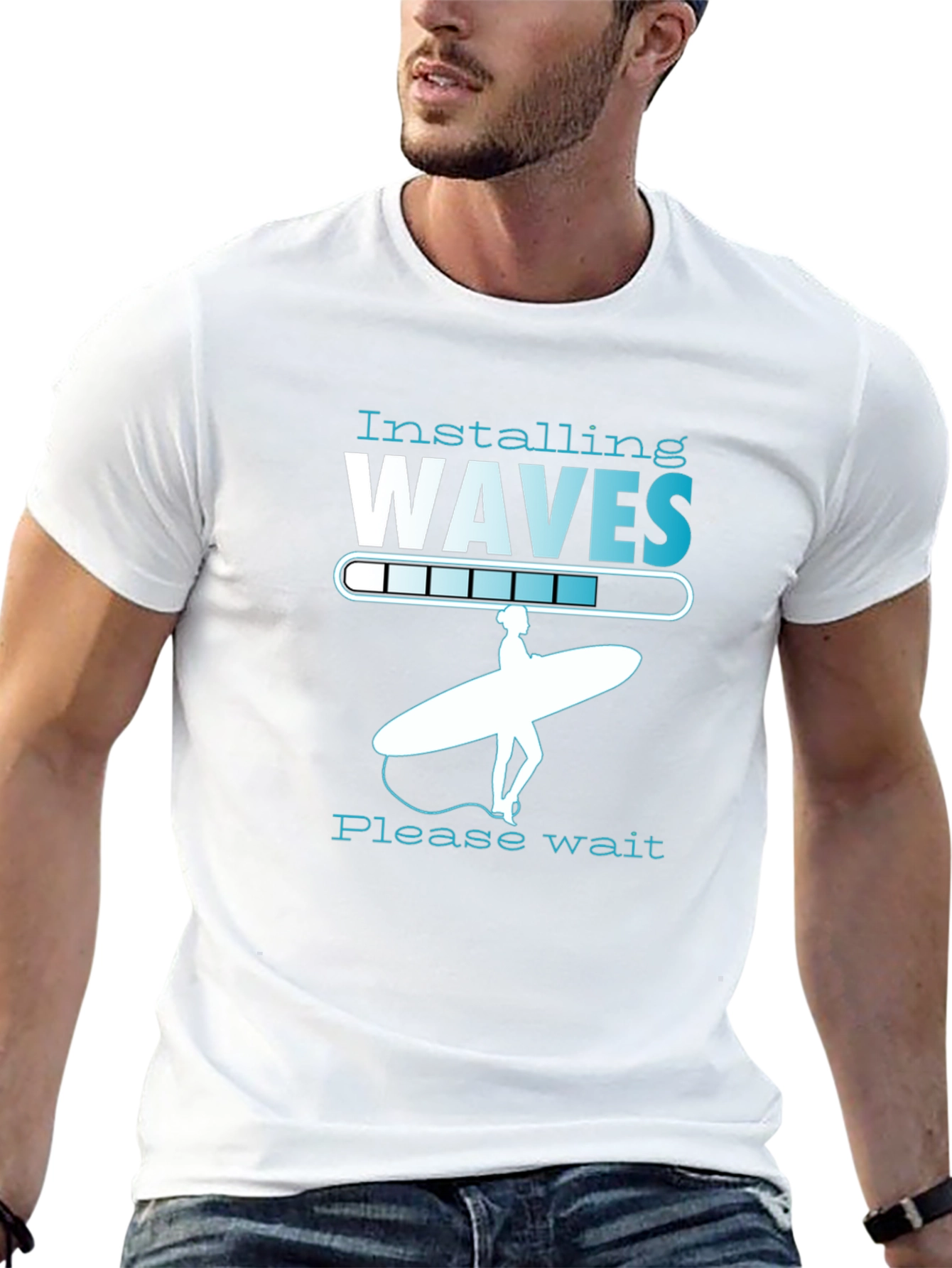 Installing Waves Graphic T-Shirt - Surfer Design