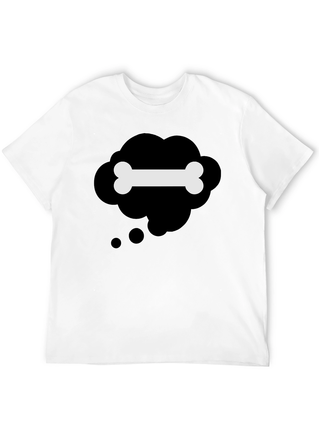 Black T-Shirt with Bone Thought Bubble Design