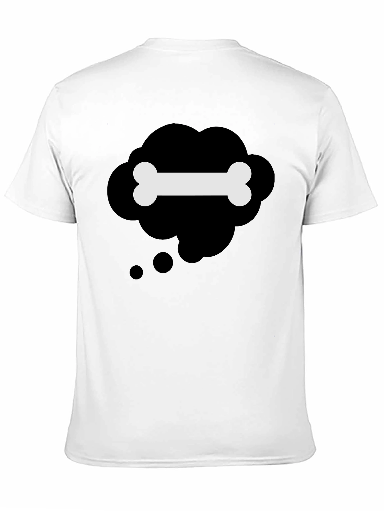 Black T-Shirt with Bone Thought Bubble Design