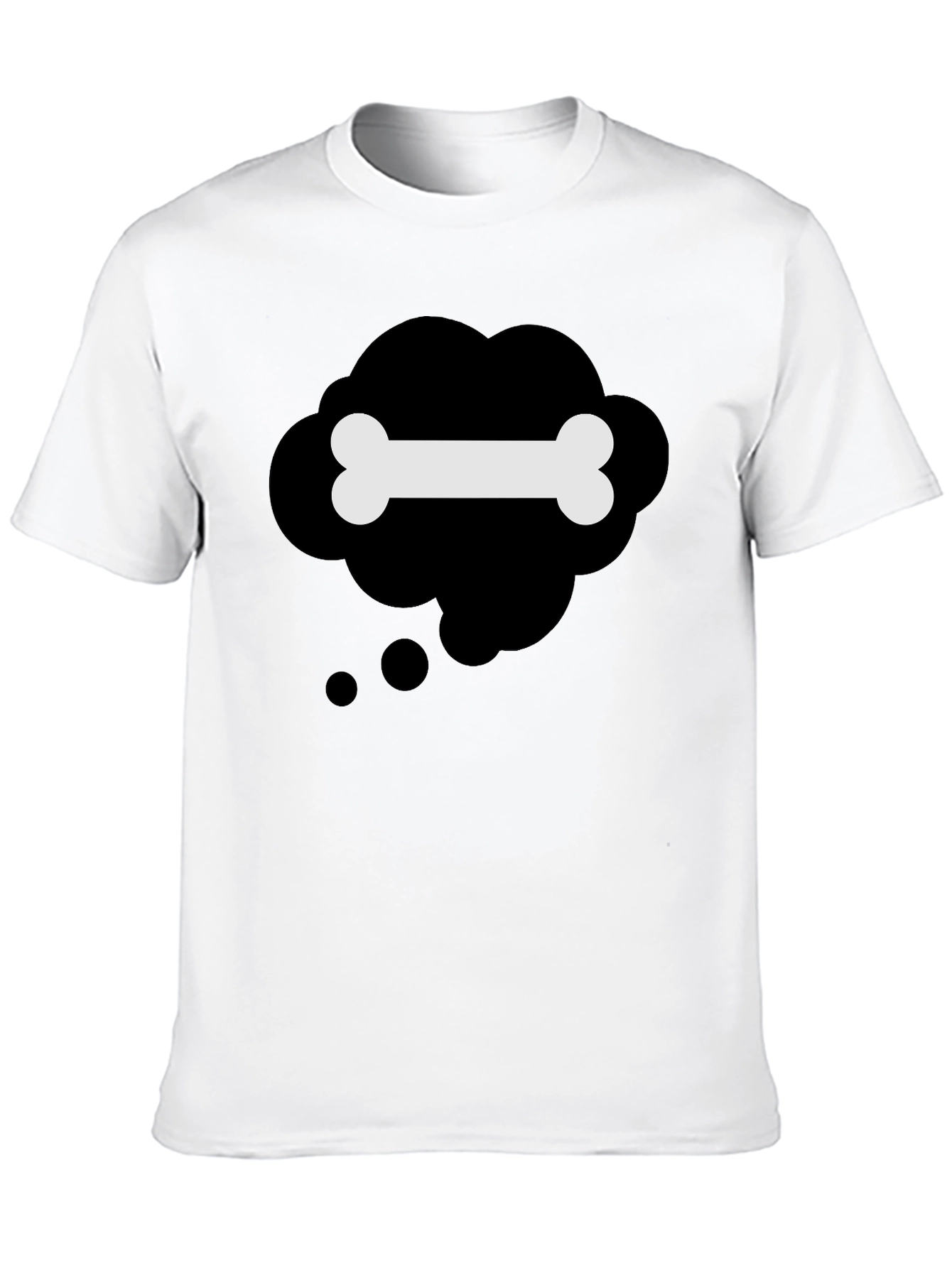 Black T-Shirt with Bone Thought Bubble Design