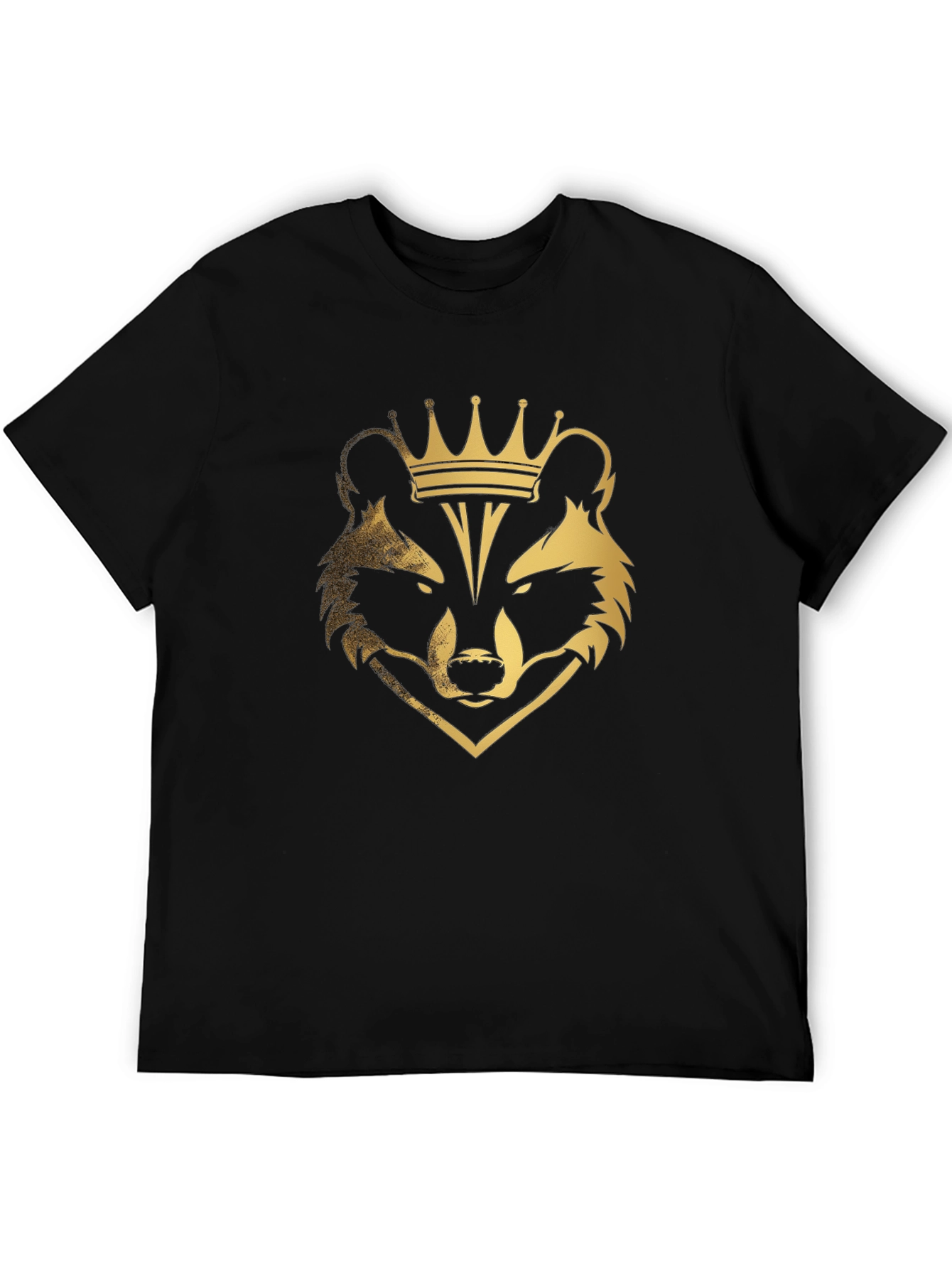 Raccoon King Graphic Tee - Black Cotton Blend T-Shirt