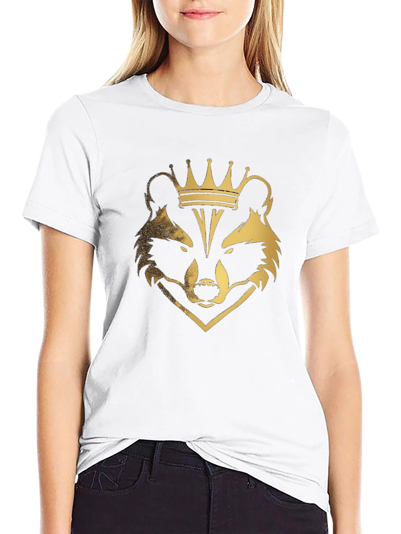 Raccoon King Graphic Tee - Black Cotton Blend T-Shirt
