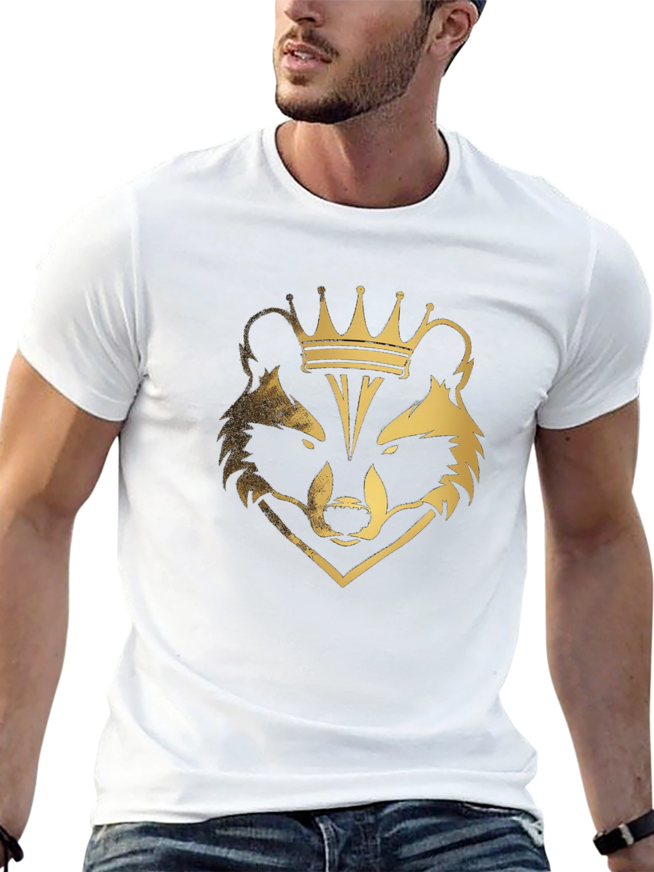 Raccoon King Graphic Tee - Black Cotton Blend T-Shirt
